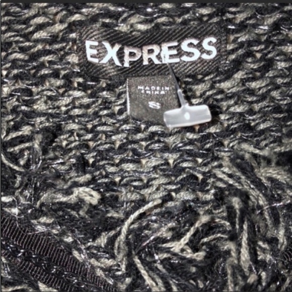 Express Silver & Black Glitter Coat Blazer Sweater Small NWOT - Picture 3 of 9